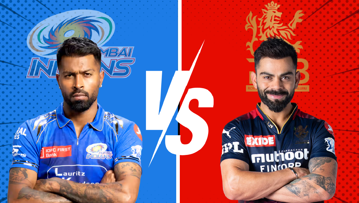 RCB vs MI IPL 2026 મેચ દરમિયાન બેટિંગ કરતા ખેલાડીઓનું દ્રશ્ય